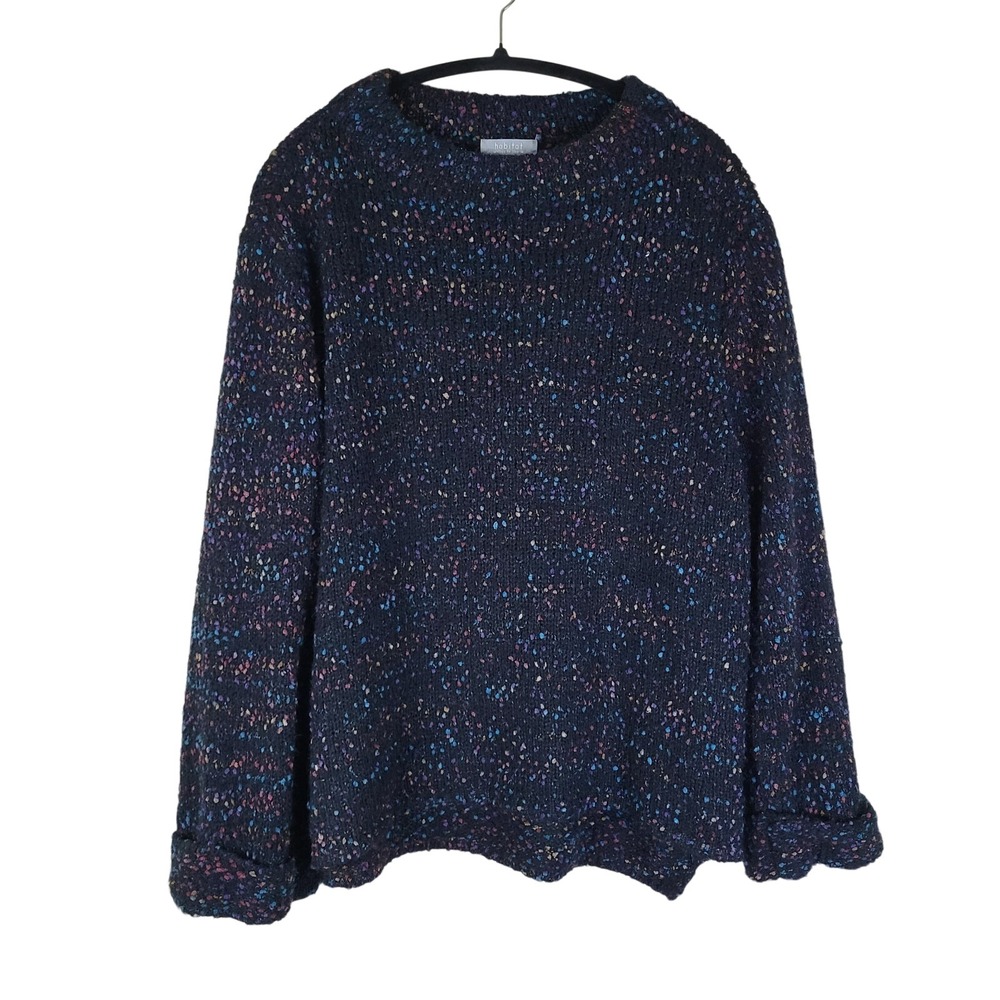 Habitat Sweater Women's XL Confetti Popcorn Chunky Knit Mock Neck Oversized Sl